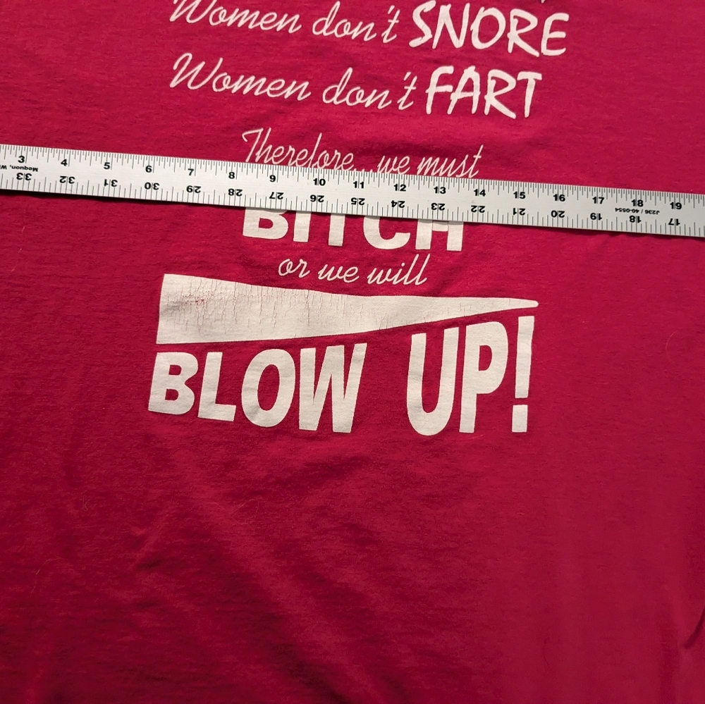 Vintage 80s T-Shirt "Women Don't Belch..." Fuschia Pink Snarky Joke Fun Size XL
